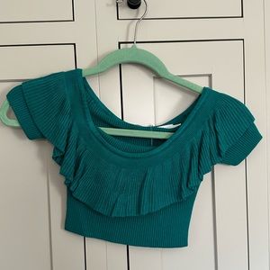 Turquoise knit crop top (stretchy)